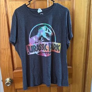#37 - Port and Company Gray Short Sleeve Tee with Jurassic Park Logo